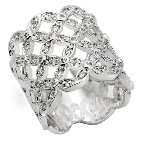 LOVCIA Rhodium-Plated Brass Ring with Clear AAA CZ Stone - Buy stylish Rings for women - Shop latest Ring design - Trendy Rings - Unique fashion Rings - Find the perfect Ring