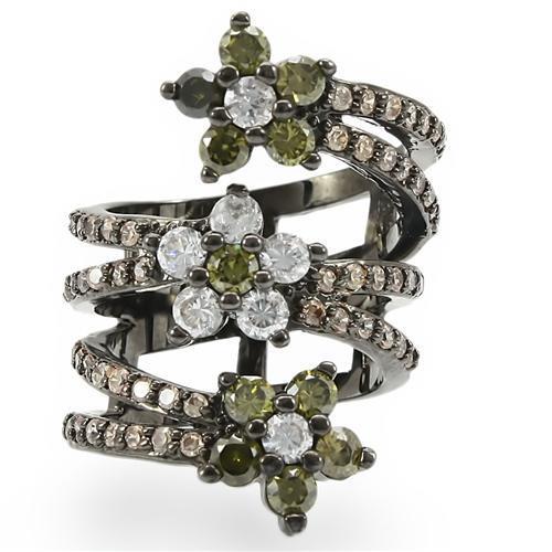 LOVCIA Multi-Color Ruthenium Brass Ring with High-Quality CZ Stones - Buy stylish Rings for women - Shop latest Ring design - Trendy Rings - Unique fashion Rings - Find the perfect Ring