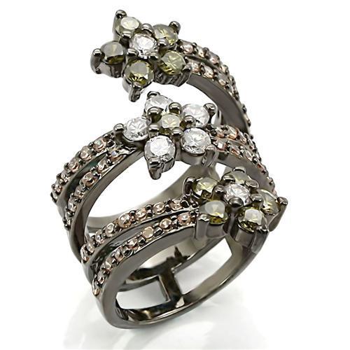 LOVCIA Multi-Color Ruthenium Brass Ring with High-Quality CZ Stones - Buy stylish Rings for women - Shop latest Ring design - Trendy Rings - Unique fashion Rings - Find the perfect Ring