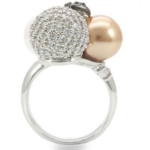 LOVCIA Multi-Colored Synthetic Pearl Brass Ring with Rhodium and Ruthenium Finish - Buy stylish Rings for women - Shop latest Ring design - Trendy Rings - Unique fashion Rings - Find the perfect Ring