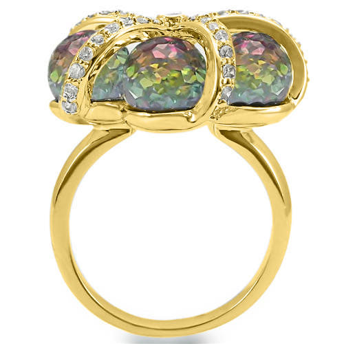 LOVCIA Gold Tone Brass Ring Featuring Multi-Colored Premium Crystal - Buy stylish Rings for women - Shop latest Ring design - Trendy Rings - Unique fashion Rings - Find the perfect Ring