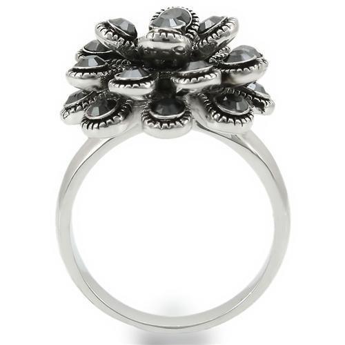 LOVCIA Jet Crystal Rhodium-Plated Brass Ring - Buy stylish Rings for women - Shop latest Ring design - Trendy Rings - Unique fashion Rings - Find the perfect Ring