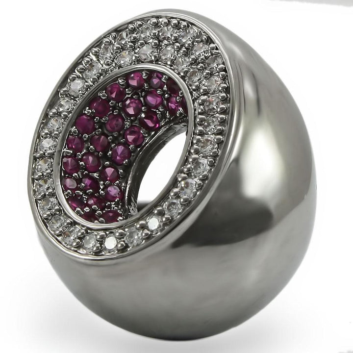 LOVCIA Ruthenium-Plated Brass Ring with Ruby-Hued Synthetic Garnet - Buy stylish Rings for women - Shop latest Ring design - Trendy Rings - Unique fashion Rings - Find the perfect Ring