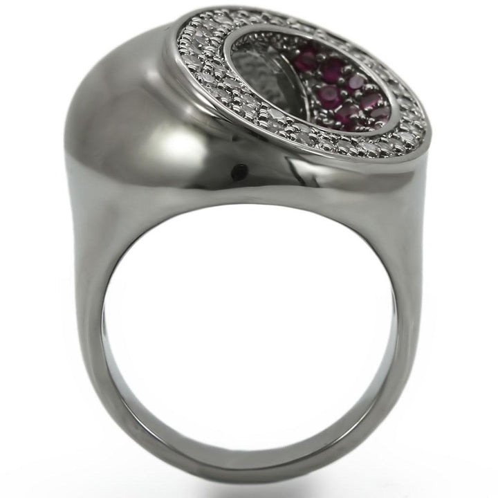 LOVCIA Ruthenium-Plated Brass Ring with Ruby-Hued Synthetic Garnet - Buy stylish Rings for women - Shop latest Ring design - Trendy Rings - Unique fashion Rings - Find the perfect Ring