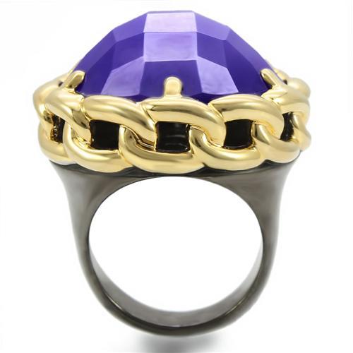 LOVCIA Gold-Ruthenium Brass Ring with Tanzanite-Hued Milky Cubic Zirconia - Buy stylish Rings for women - Shop latest Ring design - Trendy Rings - Unique fashion Rings - Find the perfect Ring