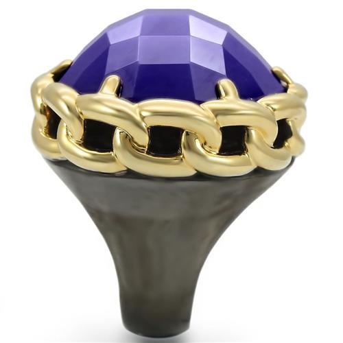 LOVCIA Gold-Ruthenium Brass Ring with Tanzanite-Hued Milky Cubic Zirconia - Buy stylish Rings for women - Shop latest Ring design - Trendy Rings - Unique fashion Rings - Find the perfect Ring