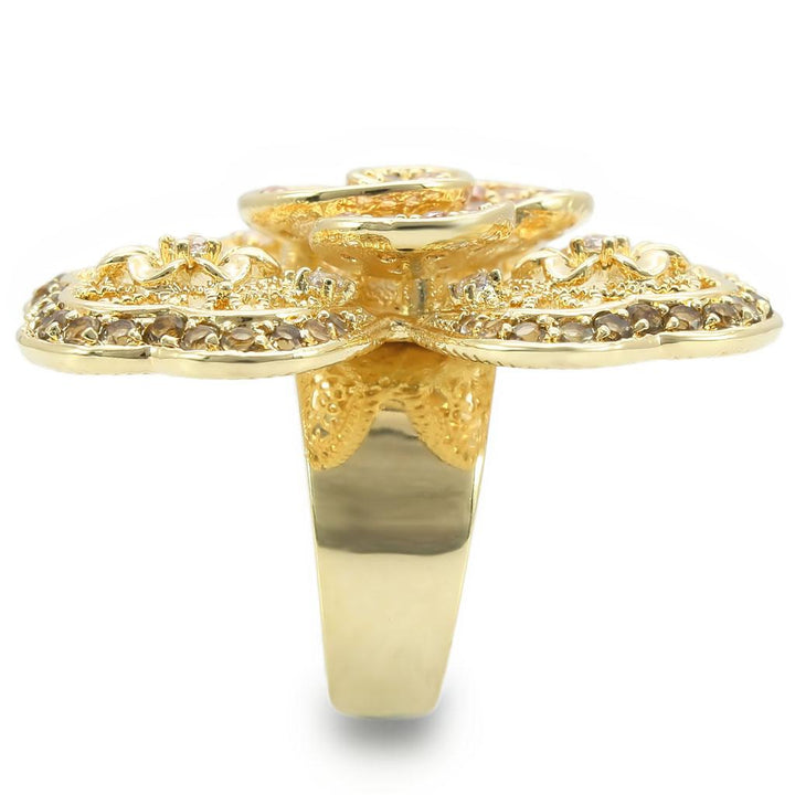 LOVCIA Multi-Color AAA CZ Gold Brass Statement Ring - Buy stylish Rings for women - Shop latest Ring design - Trendy Rings - Unique fashion Rings - Find the perfect Ring