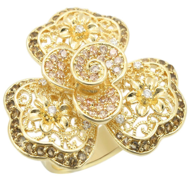 LOVCIA Multi-Color AAA CZ Gold Brass Statement Ring - Buy stylish Rings for women - Shop latest Ring design - Trendy Rings - Unique fashion Rings - Find the perfect Ring