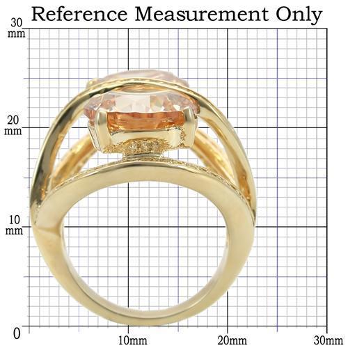 LOVCIA Champagne CZ Gold Brass Ring with 12mm AAA Stone - Buy stylish Rings for women - Shop latest Ring design - Trendy Rings - Unique fashion Rings - Find the perfect Ring