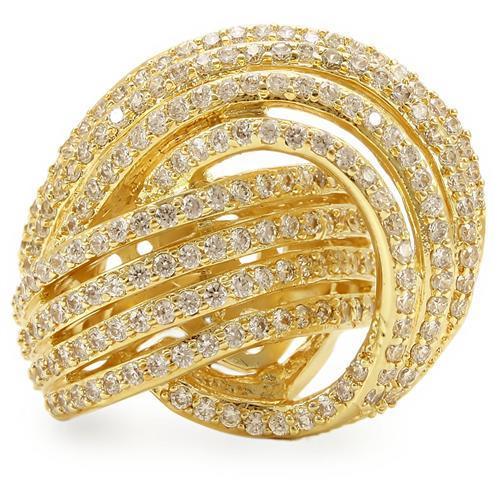 LOVCIA Golden Brass Ring with Clear AAA CZ Stone - Buy stylish Rings for women - Shop latest Ring design - Trendy Rings - Unique fashion Rings - Find the perfect Ring