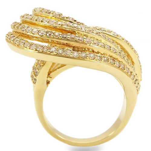 LOVCIA Golden Brass Ring with Clear AAA CZ Stone - Buy stylish Rings for women - Shop latest Ring design - Trendy Rings - Unique fashion Rings - Find the perfect Ring