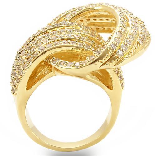 LOVCIA Golden Brass Ring with Clear AAA CZ Stone - Buy stylish Rings for women - Shop latest Ring design - Trendy Rings - Unique fashion Rings - Find the perfect Ring