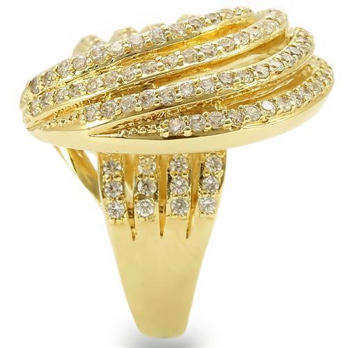 LOVCIA Golden Brass Ring with Clear AAA CZ Stone - Buy stylish Rings for women - Shop latest Ring design - Trendy Rings - Unique fashion Rings - Find the perfect Ring