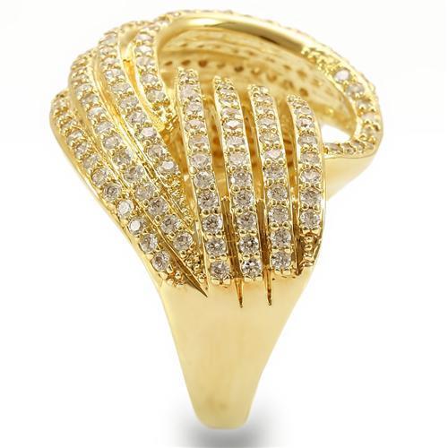 LOVCIA Golden Brass Ring with Clear AAA CZ Stone - Buy stylish Rings for women - Shop latest Ring design - Trendy Rings - Unique fashion Rings - Find the perfect Ring