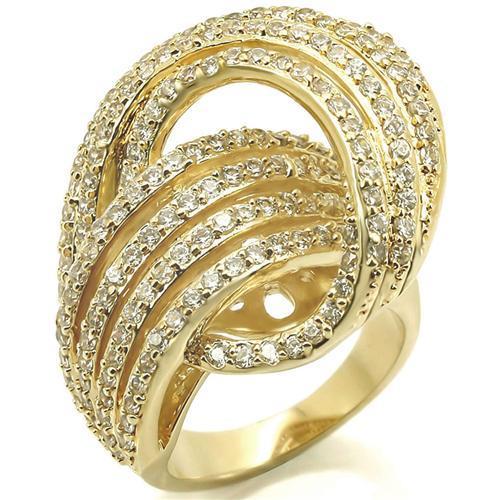 LOVCIA Golden Brass Ring with Clear AAA CZ Stone - Buy stylish Rings for women - Shop latest Ring design - Trendy Rings - Unique fashion Rings - Find the perfect Ring