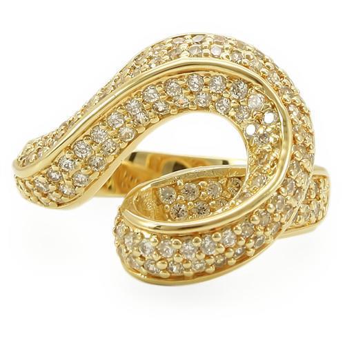 LOVCIA Gold Plated Brass Ring with Clear AAA CZ Stone - Buy stylish Rings for women - Shop latest Ring design - Trendy Rings - Unique fashion Rings - Find the perfect Ring