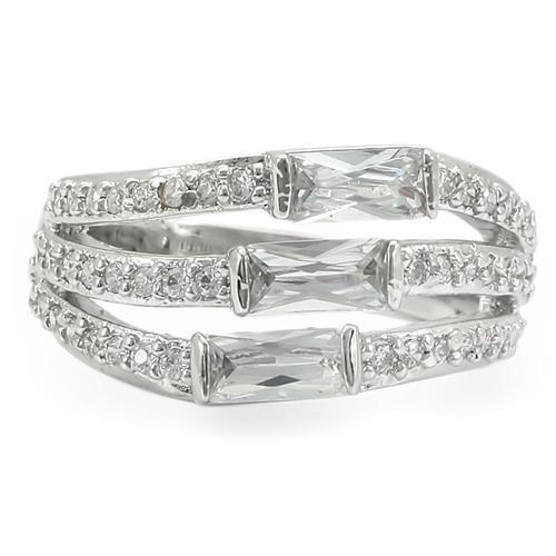 LOVCIA Rhodium-Plated Brass Ring with Clear AAA CZ Center Stone - Buy stylish Rings for women - Shop latest Ring design - Trendy Rings - Unique fashion Rings - Find the perfect Ring