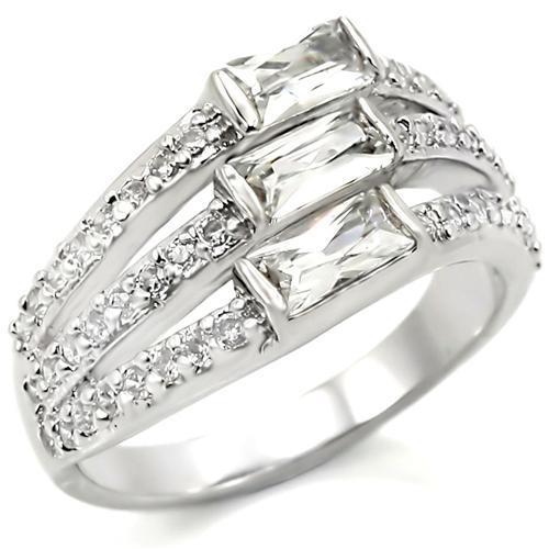 LOVCIA Rhodium-Plated Brass Ring with Clear AAA CZ Center Stone - Buy stylish Rings for women - Shop latest Ring design - Trendy Rings - Unique fashion Rings - Find the perfect Ring