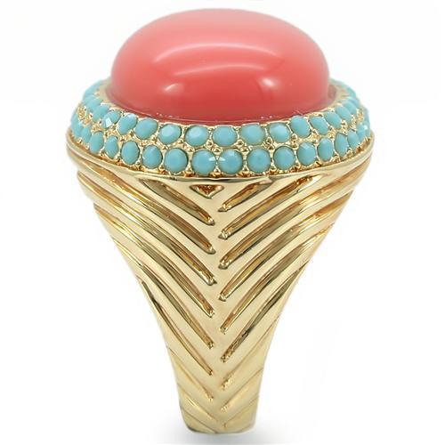 LOVCIA Rose Coral Gold Brass Ring with Semi-Precious Stone - Buy stylish Rings for women - Shop latest Ring design - Trendy Rings - Unique fashion Rings - Find the perfect Ring