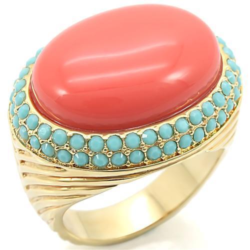 LOVCIA Rose Coral Gold Brass Ring with Semi-Precious Stone - Buy stylish Rings for women - Shop latest Ring design - Trendy Rings - Unique fashion Rings - Find the perfect Ring