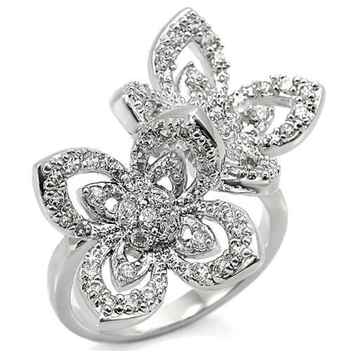 LOVCIA Rhodium-Plated Brass Ring with Clear AAA CZ Stone - Buy stylish Rings for women - Shop latest Ring design - Trendy Rings - Unique fashion Rings - Find the perfect Ring