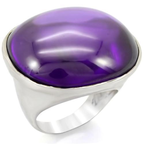 LOVCIA Rhodium-Plated Brass Ring with Genuine Amethyst Stone - Buy stylish Rings for women - Shop latest Ring design - Trendy Rings - Unique fashion Rings - Find the perfect Ring