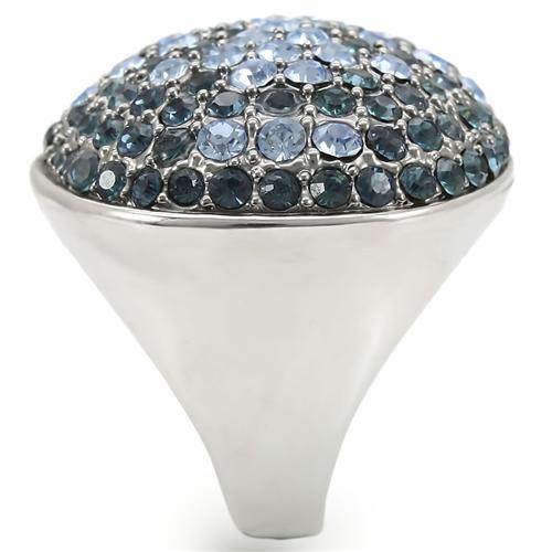 LOVCIA Rhodium and Ruthenium Plated Brass Ring with Light Sapphire Top Grade Crystal - Buy stylish Rings for women - Shop latest Ring design - Trendy Rings - Unique fashion Rings - Find the perfect Ring