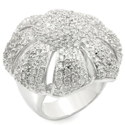 LOVCIA Rhodium-Plated Brass Ring with Clear AAA CZ Stone - Buy stylish Rings for women - Shop latest Ring design - Trendy Rings - Unique fashion Rings - Find the perfect Ring