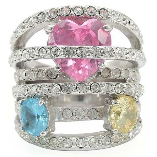 LOVCIA Rhodium-Plated Brass Ring with AAA Rose CZ Stone - Buy stylish Rings for women - Shop latest Ring design - Trendy Rings - Unique fashion Rings - Find the perfect Ring