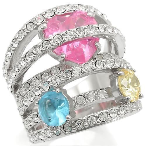 LOVCIA Rhodium-Plated Brass Ring with AAA Rose CZ Stone - Buy stylish Rings for women - Shop latest Ring design - Trendy Rings - Unique fashion Rings - Find the perfect Ring