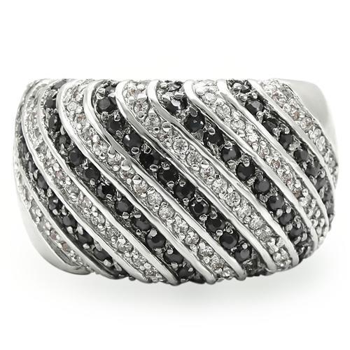 LOVCIA Jet Black AAA CZ Brass Ring with Rhodium and Ruthenium Finish - Buy stylish Rings for women - Shop latest Ring design - Trendy Rings - Unique fashion Rings - Find the perfect Ring