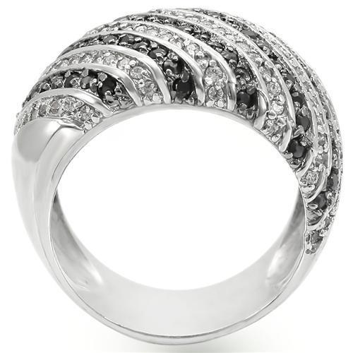 LOVCIA Jet Black AAA CZ Brass Ring with Rhodium and Ruthenium Finish - Buy stylish Rings for women - Shop latest Ring design - Trendy Rings - Unique fashion Rings - Find the perfect Ring