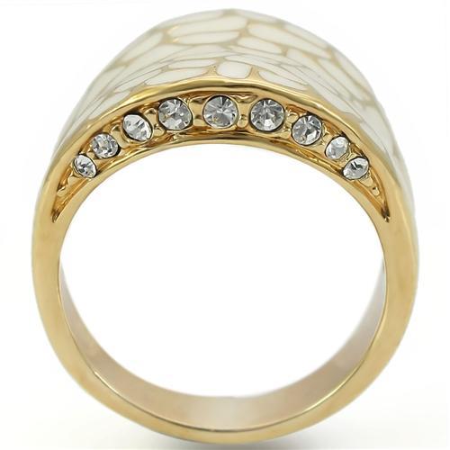 LOVCIA Gold-Plated Brass Ring Featuring Clear Top Grade Crystal - Buy stylish Rings for women - Shop latest Ring design - Trendy Rings - Unique fashion Rings - Find the perfect Ring