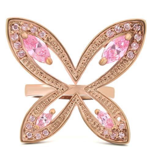 LOVCIA Elegant Rose Gold Brass Ring with Sparkling CZ Stone - Buy stylish Rings for women - Shop latest Ring design - Trendy Rings - Unique fashion Rings - Find the perfect Ring