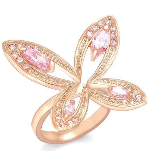 LOVCIA Elegant Rose Gold Brass Ring with Sparkling CZ Stone - Buy stylish Rings for women - Shop latest Ring design - Trendy Rings - Unique fashion Rings - Find the perfect Ring