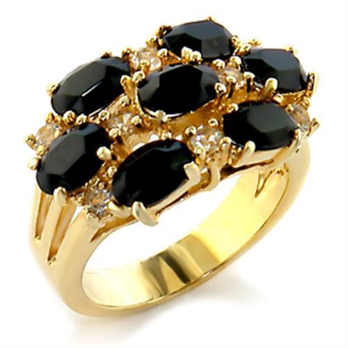 LOVCIA Jet Crystal Gold-Finished Brass Ring - Buy stylish Rings for women - Shop latest Ring design - Trendy Rings - Unique fashion Rings - Find the perfect Ring