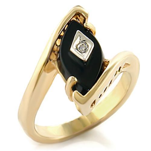 LOVCIA Brass Ring with Gold and Rhodium Finish featuring Jet Onyx Stone - Buy stylish Rings for women - Shop latest Ring design - Trendy Rings - Unique fashion Rings - Find the perfect Ring