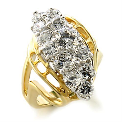 LOVCIA Elegant Gold and Rhodium-Plated Brass Ring with Clear AAA Grade CZ Stone - Buy stylish Rings for women - Shop latest Ring design - Trendy Rings - Unique fashion Rings - Find the perfect Ring