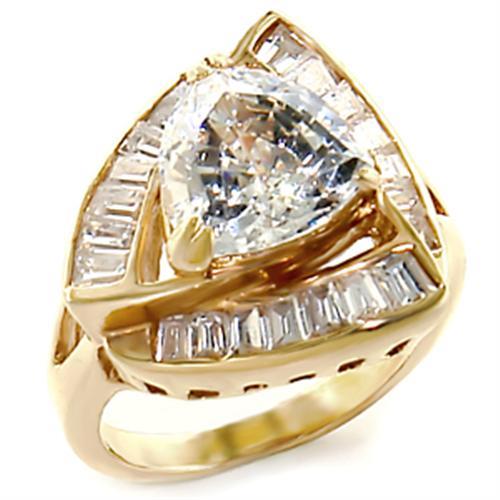 LOVCIA AAA Grade CZ Clear Center Stone Brass Ring in Gold Finish - Buy stylish Rings for women - Shop latest Ring design - Trendy Rings - Unique fashion Rings - Find the perfect Ring