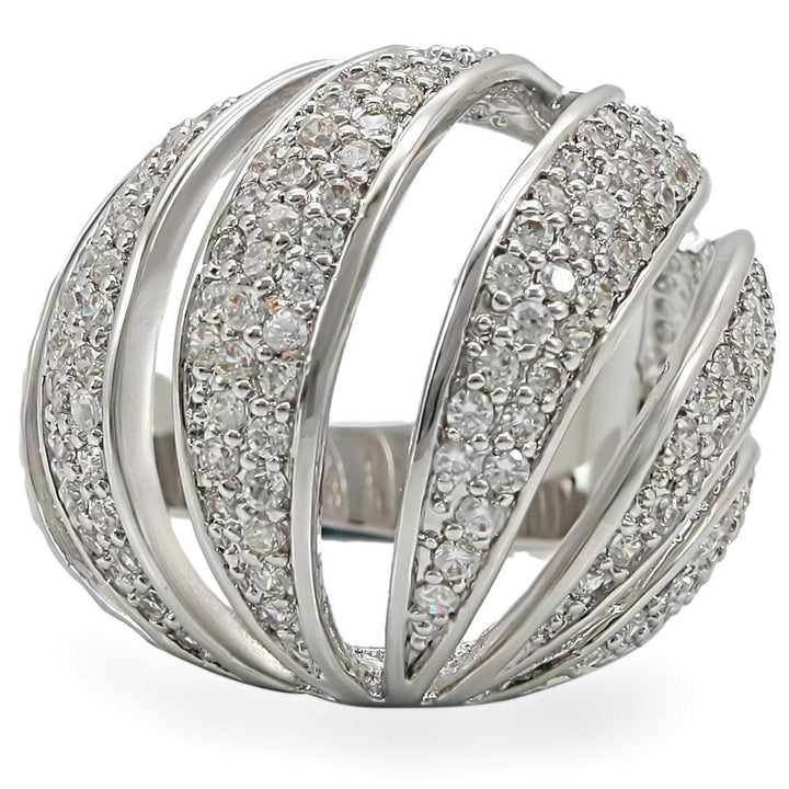 LOVCIA Rhodium-Plated Brass Ring Featuring Clear AAA Grade Cubic Zirconia - Buy stylish Rings for women - Shop latest Ring design - Trendy Rings - Unique fashion Rings - Find the perfect Ring