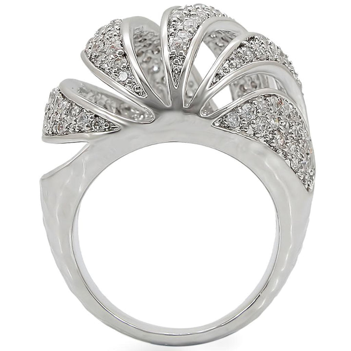 LOVCIA Rhodium-Plated Brass Ring Featuring Clear AAA Grade Cubic Zirconia - Buy stylish Rings for women - Shop latest Ring design - Trendy Rings - Unique fashion Rings - Find the perfect Ring