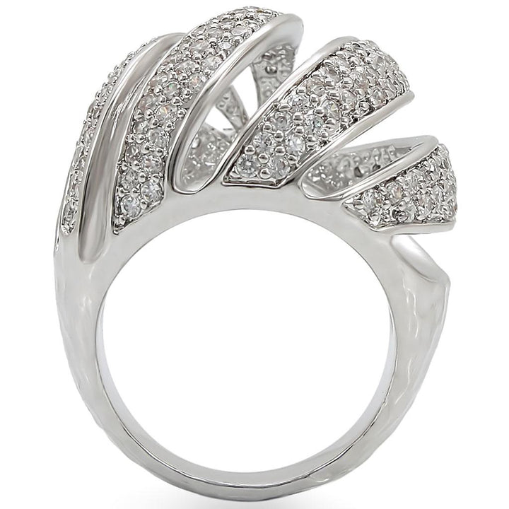 LOVCIA Rhodium-Plated Brass Ring Featuring Clear AAA Grade Cubic Zirconia - Buy stylish Rings for women - Shop latest Ring design - Trendy Rings - Unique fashion Rings - Find the perfect Ring