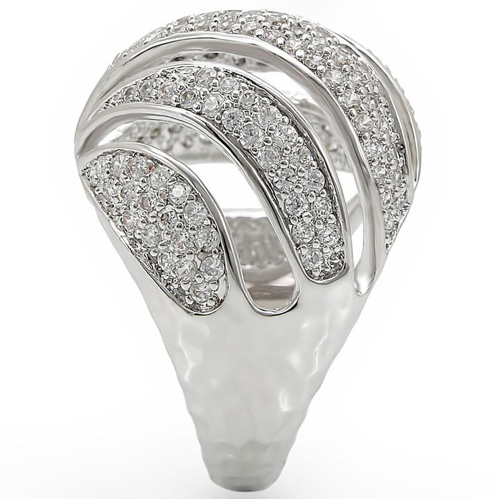 LOVCIA Rhodium-Plated Brass Ring Featuring Clear AAA Grade Cubic Zirconia - Buy stylish Rings for women - Shop latest Ring design - Trendy Rings - Unique fashion Rings - Find the perfect Ring