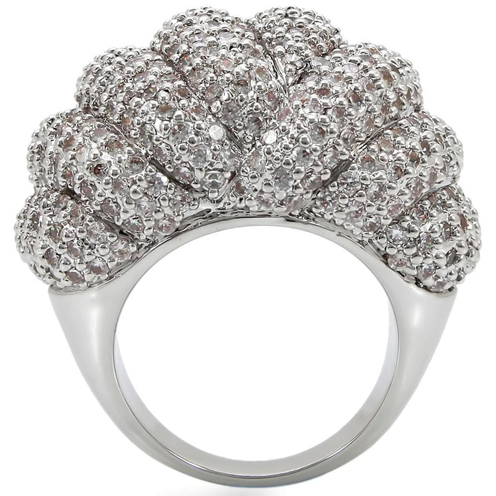 LOVCIA Rhodium-Plated Brass Ring with Clear AAA CZ Stone - Buy stylish Rings for women - Shop latest Ring design - Trendy Rings - Unique fashion Rings - Find the perfect Ring