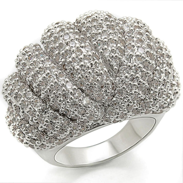 LOVCIA Rhodium-Plated Brass Ring with Clear AAA CZ Stone - Buy stylish Rings for women - Shop latest Ring design - Trendy Rings - Unique fashion Rings - Find the perfect Ring