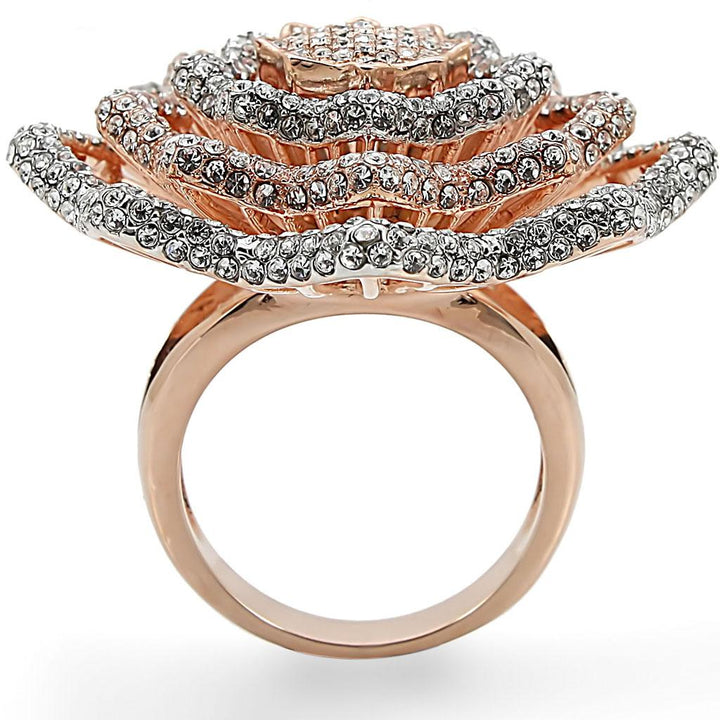 LOVCIA Rose Gold and Rhodium-Plated Brass Ring with Clear Top Grade Crystal - Buy stylish Rings for women - Shop latest Ring design - Trendy Rings - Unique fashion Rings - Find the perfect Ring