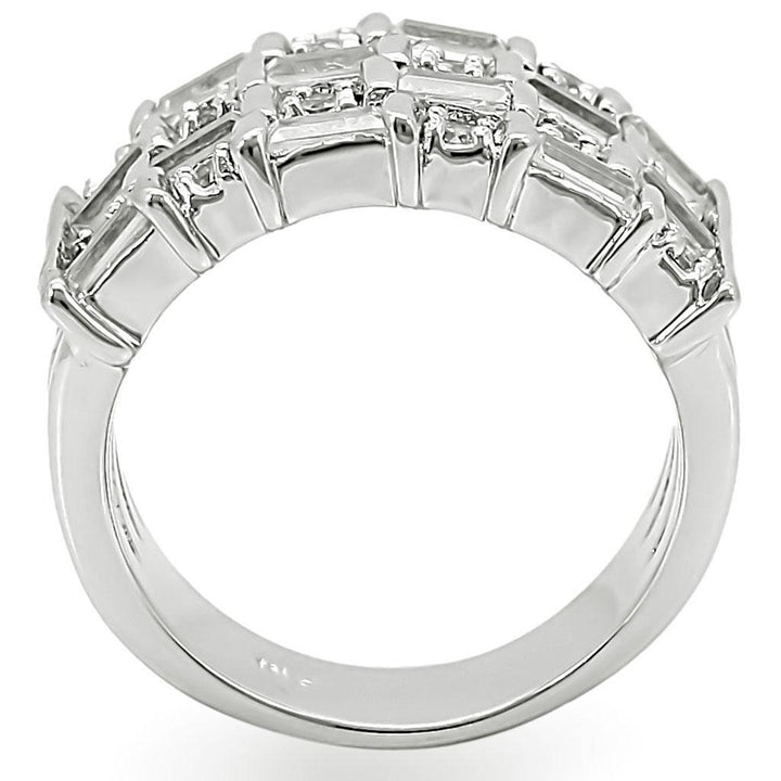 LOVCIA Elegant Rhodium-Plated Brass Ring with Clear AAA CZ Stone - Buy stylish Rings for women - Shop latest Ring design - Trendy Rings - Unique fashion Rings - Find the perfect Ring