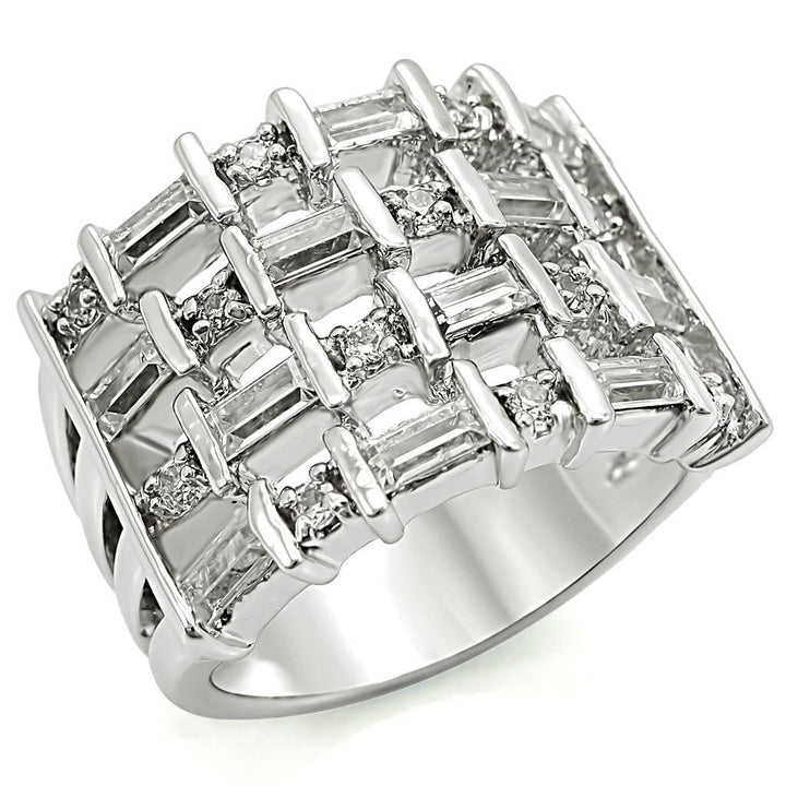 LOVCIA Elegant Rhodium-Plated Brass Ring with Clear AAA CZ Stone - Buy stylish Rings for women - Shop latest Ring design - Trendy Rings - Unique fashion Rings - Find the perfect Ring