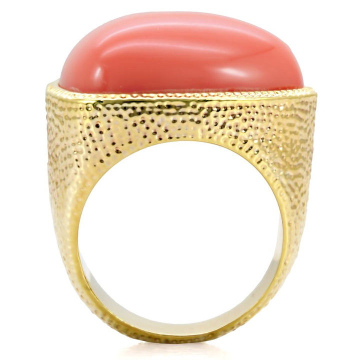 LOVCIA Rose Coral Semi-Precious Gold-Finished Brass Ring - Buy stylish Rings for women - Shop latest Ring design - Trendy Rings - Unique fashion Rings - Find the perfect Ring