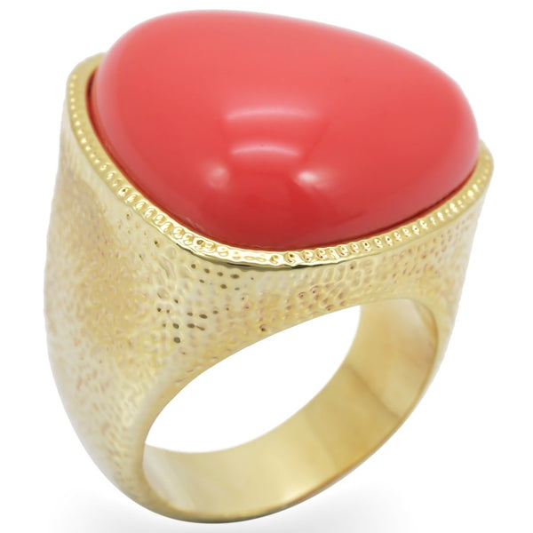 LOVCIA Rose Coral Semi-Precious Gold-Finished Brass Ring - Buy stylish Rings for women - Shop latest Ring design - Trendy Rings - Unique fashion Rings - Find the perfect Ring